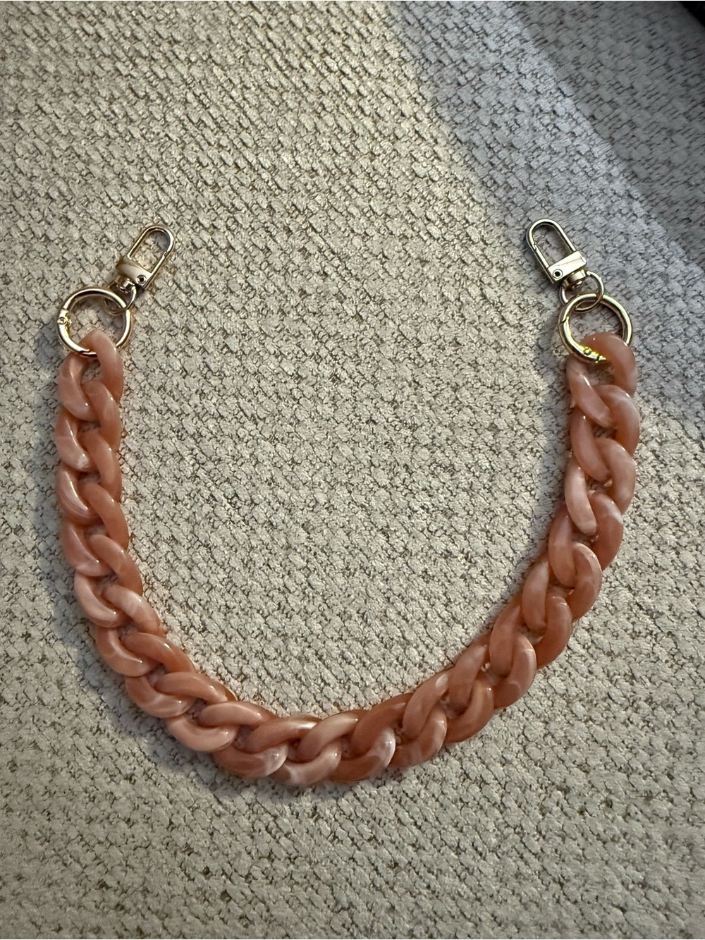 Chunky Marbled Pink Bag Chain with Gold Hardware